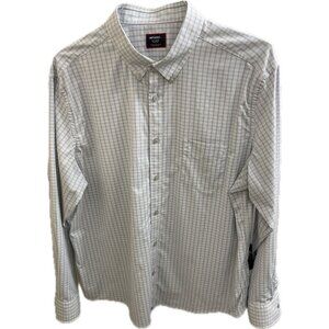 UNTUCKit Performance Gibson Shirt Xxl White Reg Fit Blue Gray Plaid